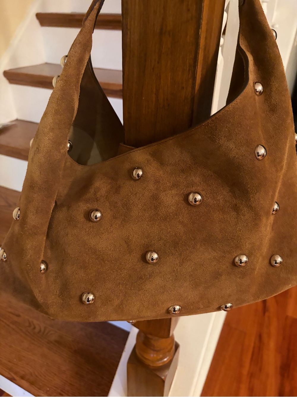Madewell Mylie Suede Studded Hobo Bag in Brown - Picture 1 of 11